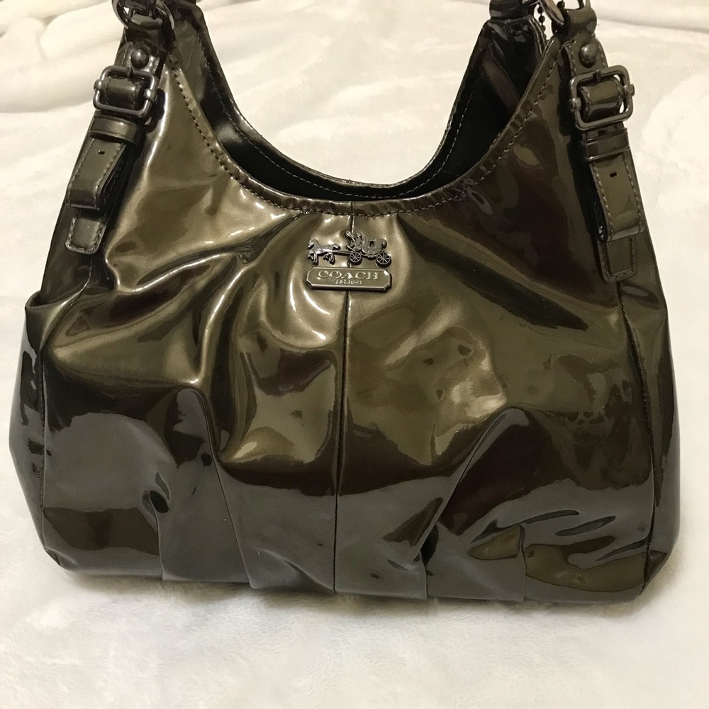 Coach Patent Leather Chocolate tone bag.